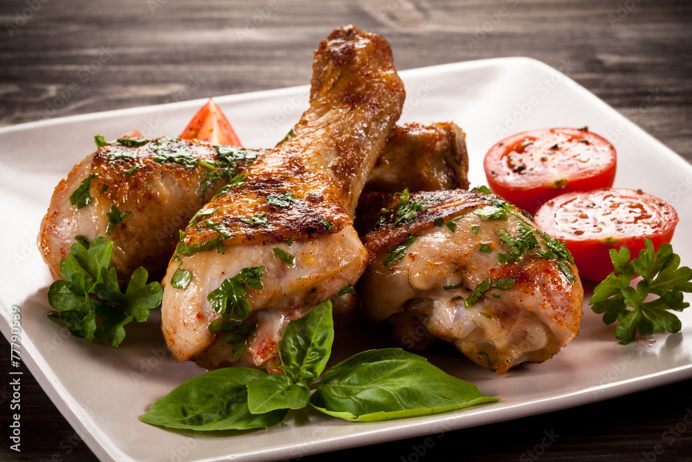Grilled chicken legs and vegetables Grilled chicken legs and vegetables