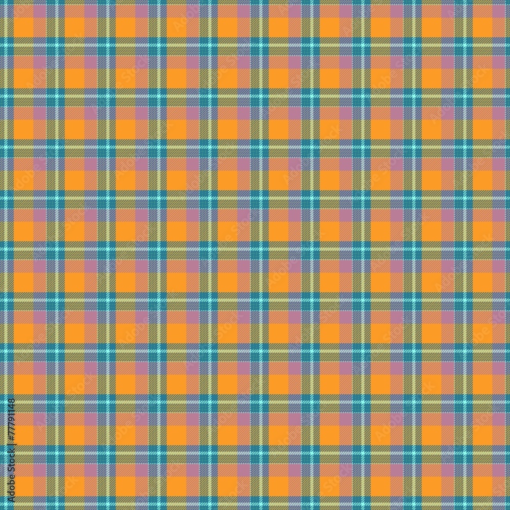 Fototapeta premium Orange, green seamless tartan cloth pattern