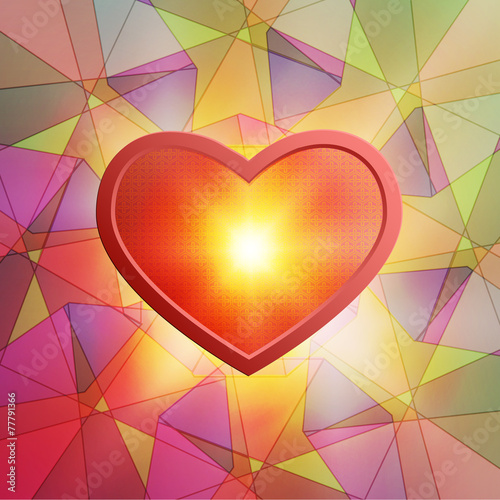 heart with flames inside,stained-glass window