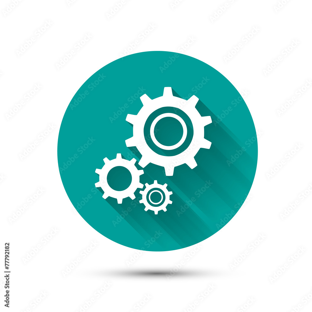 Settings icon on green background with long shadow Settings icon on green background with long shadow