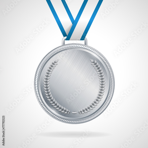 Vector silver medal with ribbon