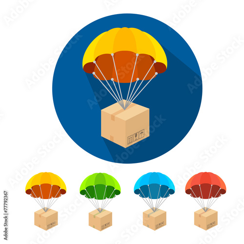 Vector flat parachutes icons set