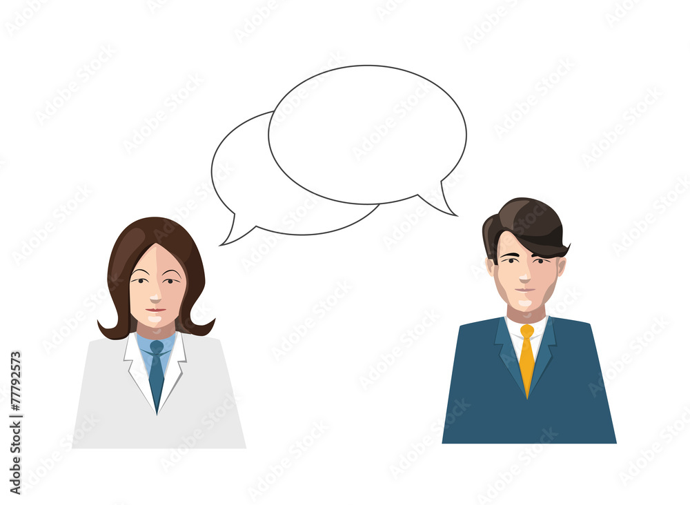 dialogue men and women flat vector illustration on white