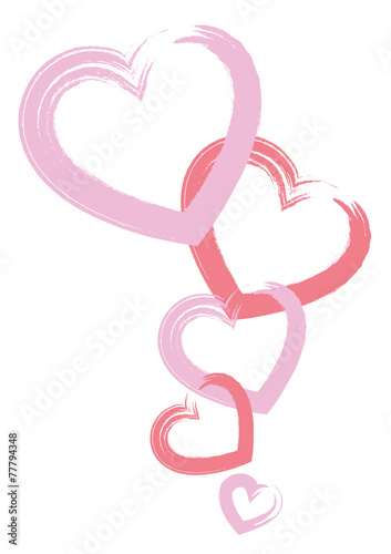 pink red vertical brush hearts compose isolate vector