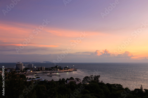 Bangsaen beach at twilight, Chonburi, Thailand