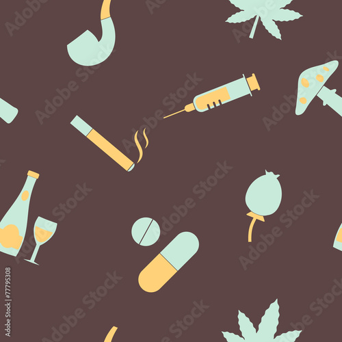 seamless background with symbols of drug addiction