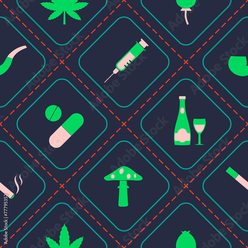 seamless background with symbols of drug addiction