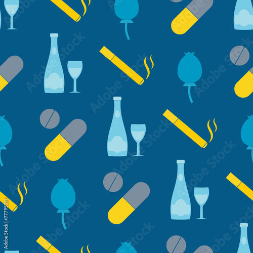 seamless background with symbols of drug addiction