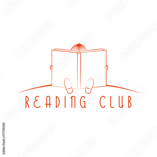 Child sitting and read book, reading club logo