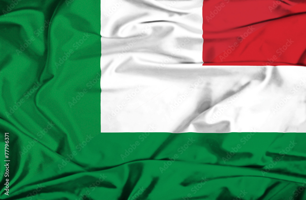 Obraz premium Waving flag of Hungary and Italy
