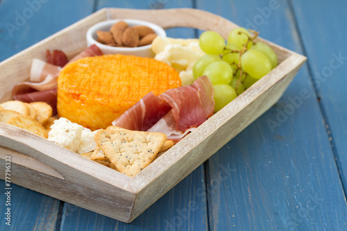 cheese with grapes, toasts photo