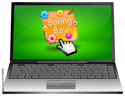 Laptop mit Spring sale button