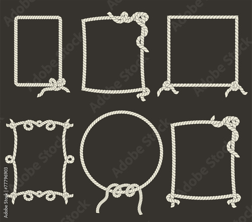 Decorative rope frames on black background