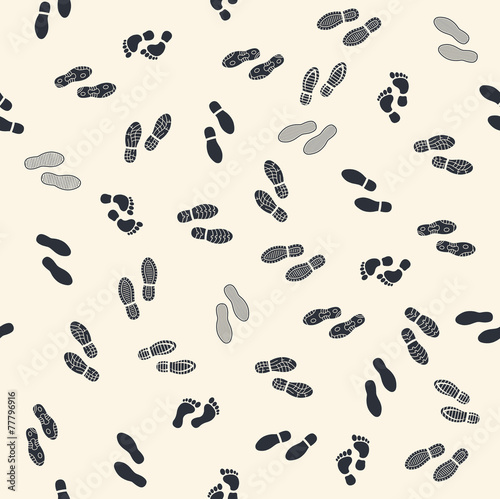 Seamless background with human footprints
