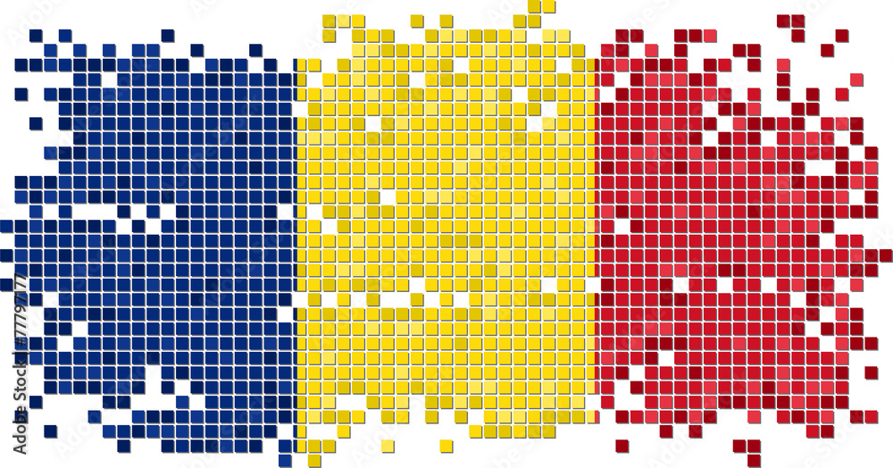 Romanian grunge tile flag. Vector illustration
