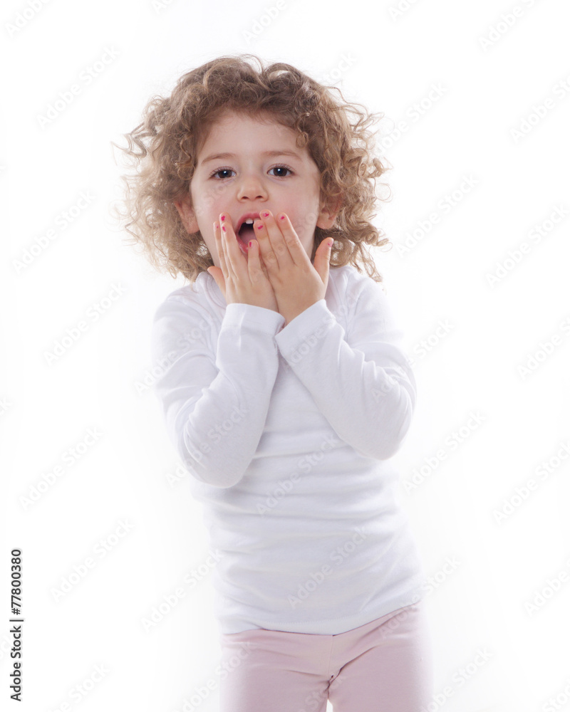 The expressive portrait of the young girl isolated The expressive portrait of the young girl isolated