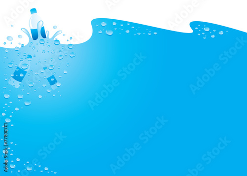background water drops blue bottle