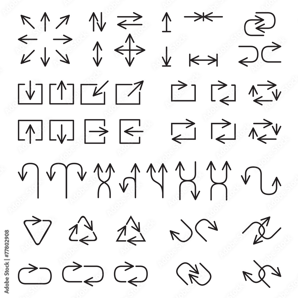 Set of silhouettes arrows. Set of silhouettes arrows.