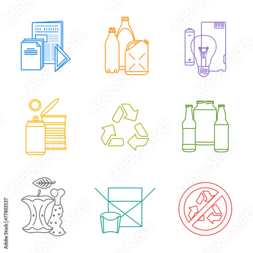 vector infographic various waste icons set