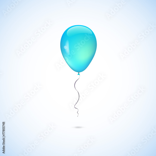 Turquoise balloon isolated on white background
