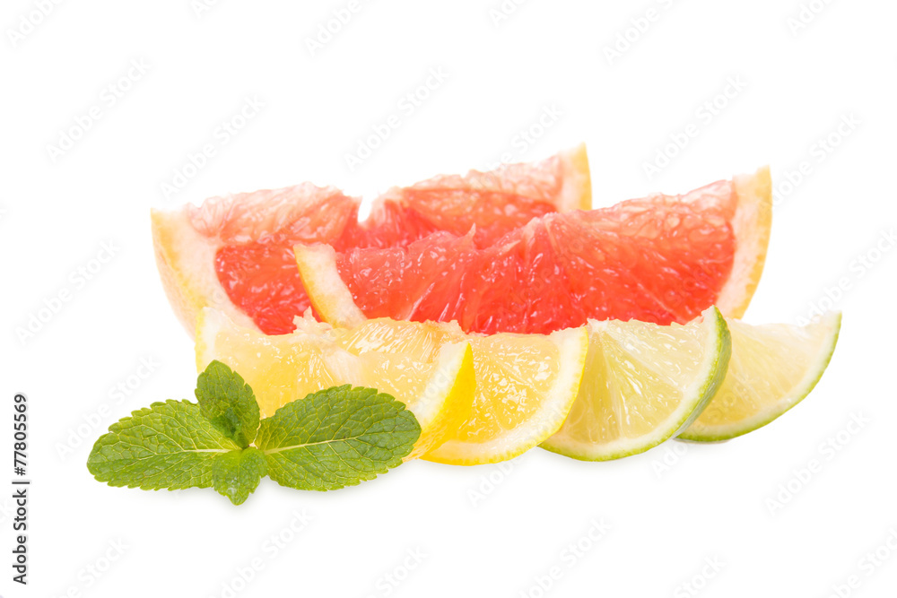 Fresh grapefruits, limes, lemons and mint Fresh grapefruits, limes, lemons and mint