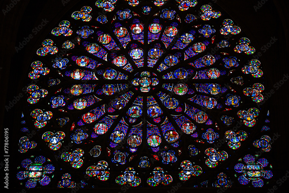 Naklejka premium Paris, Notre Dame Cathedral. South transept rose window