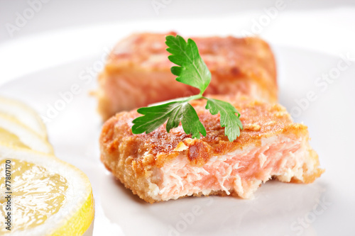Fillet of salmon on a plate