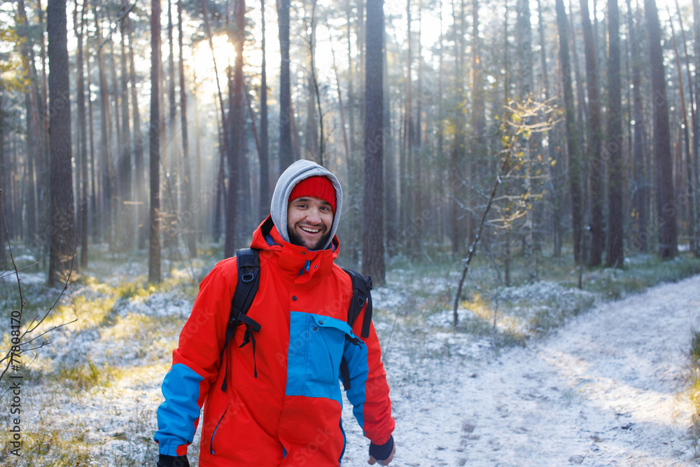 Winter time.some actions in the forest Winter time.some actions in the forest