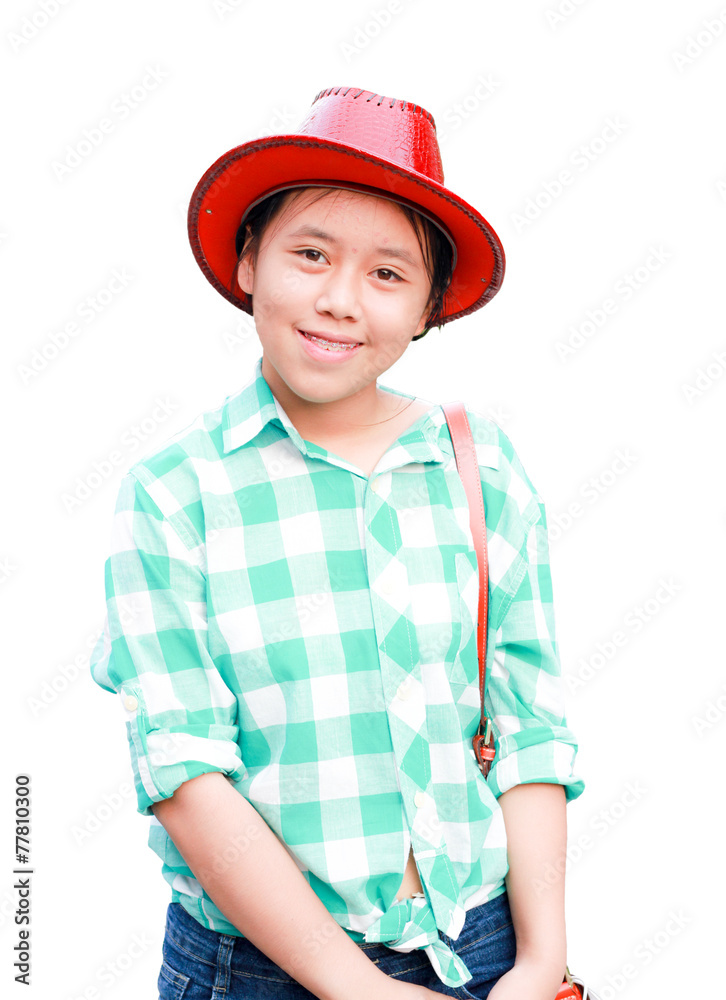 portrait of girl wearing a hat and smiling portrait of girl wearing a hat and smiling