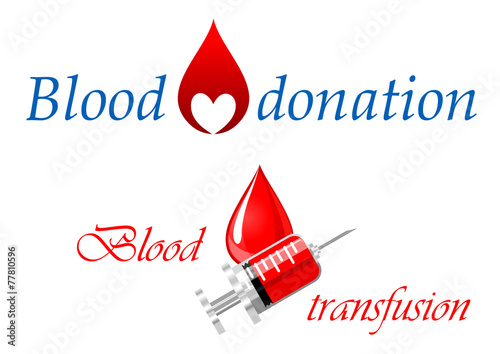 Blood donation and blood transfusion symbols