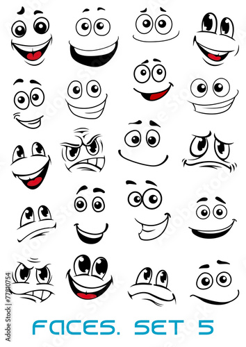 Cartoon faces with different expressions