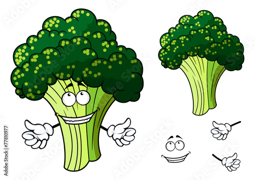 Happy fresh cartoon broccoli giving a thumbs up