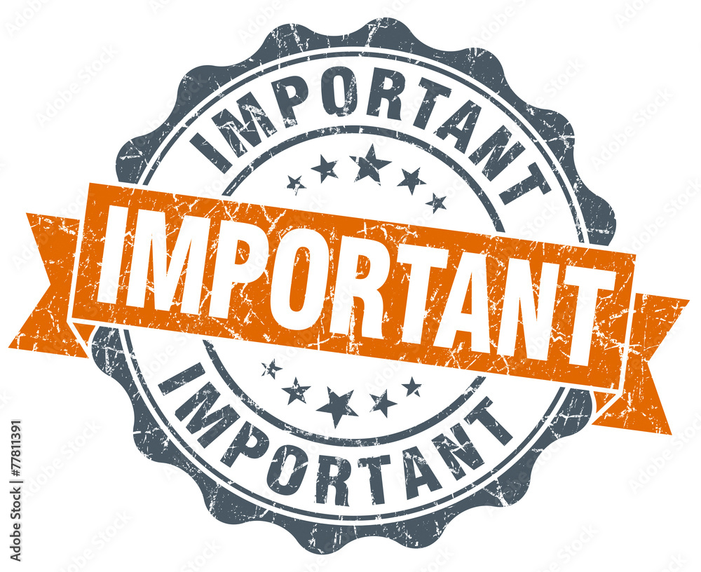 Fototapeta premium important vintage orange seal isolated on white