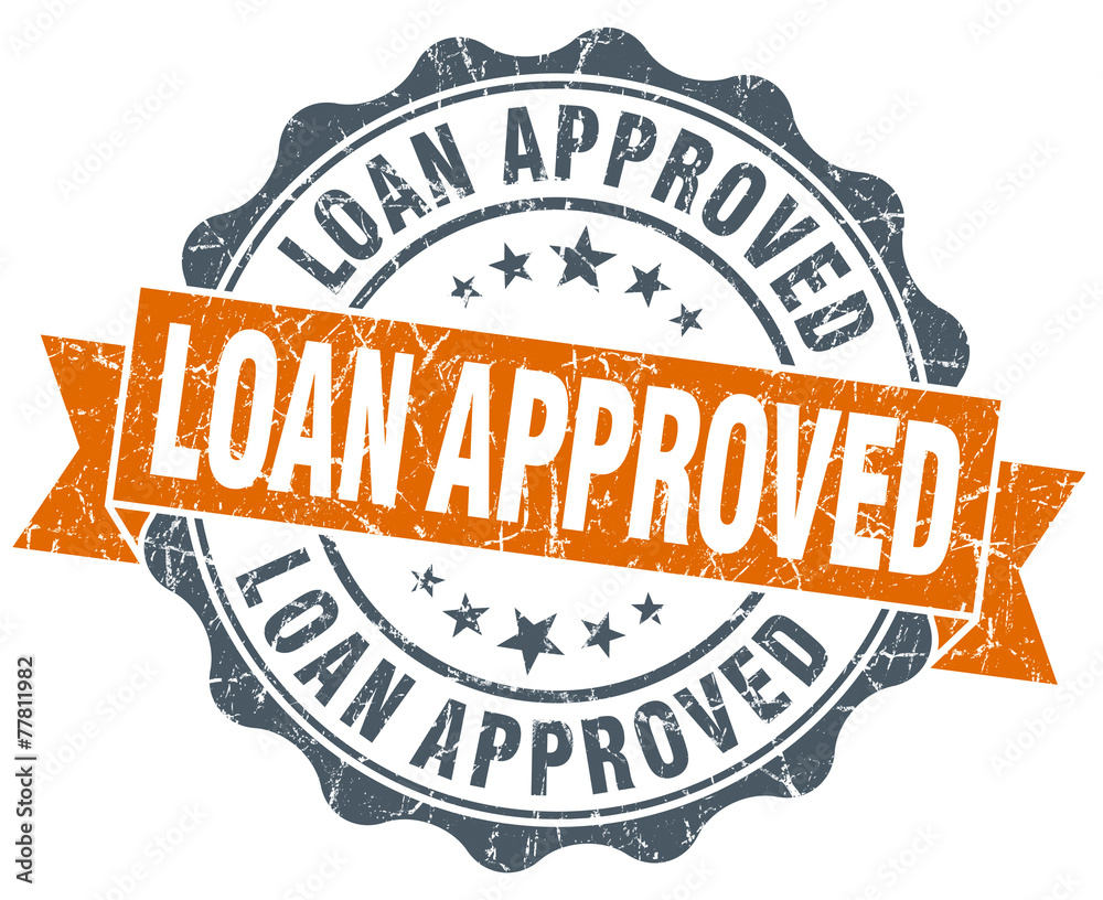 Obraz premium loan approved vintage orange seal isolated on white