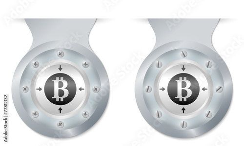 two vector objects with screws and bit coin symbol