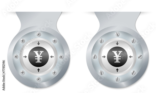 two vector objects with screws and yen symbol