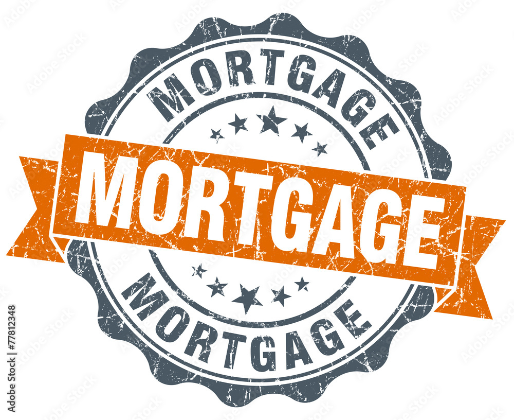 Obraz premium mortgage vintage orange seal isolated on white