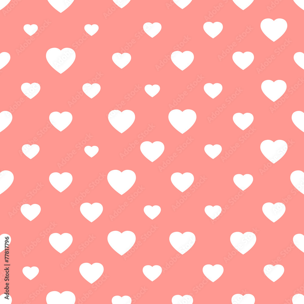 Pink seamless background with hearts