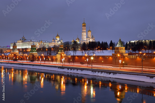 Panorama of the Moscow Kremlin in the night
