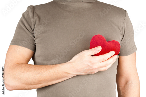 Man holding soft heart