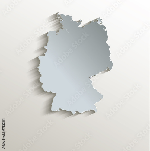 Germany map white blue card paper 3D vector