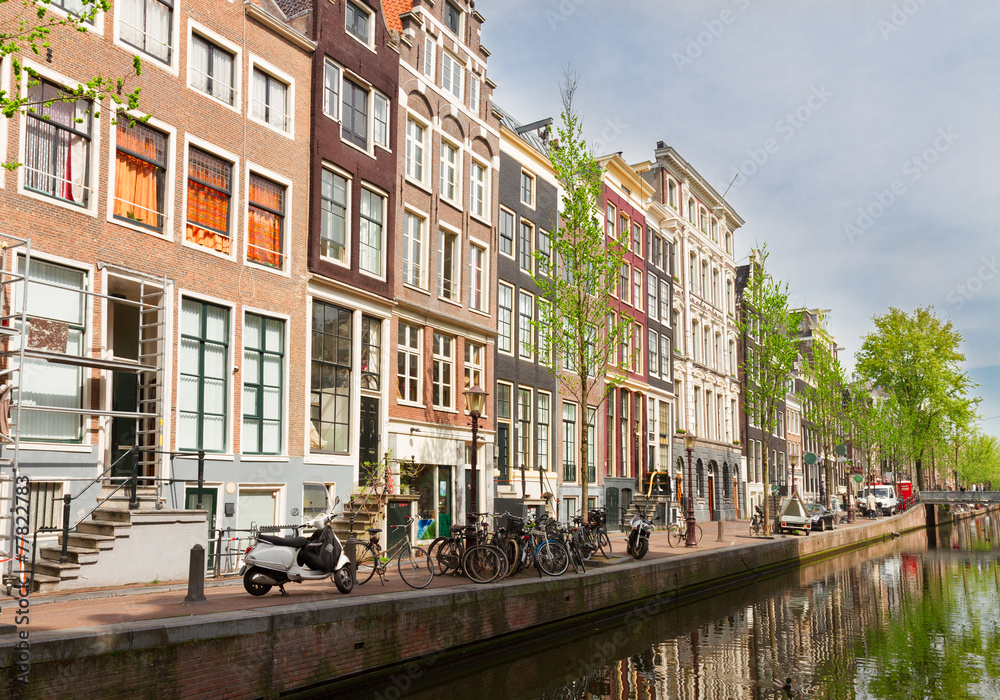 old houses on canal, Amsterdam