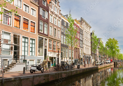old houses on canal, Amsterdam