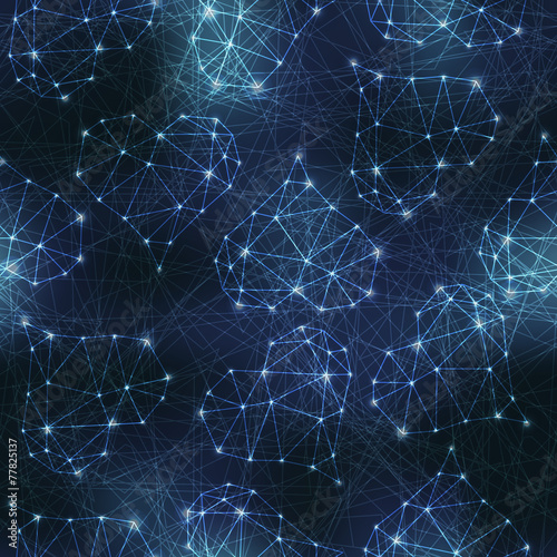 Constellation of hearts on space background.