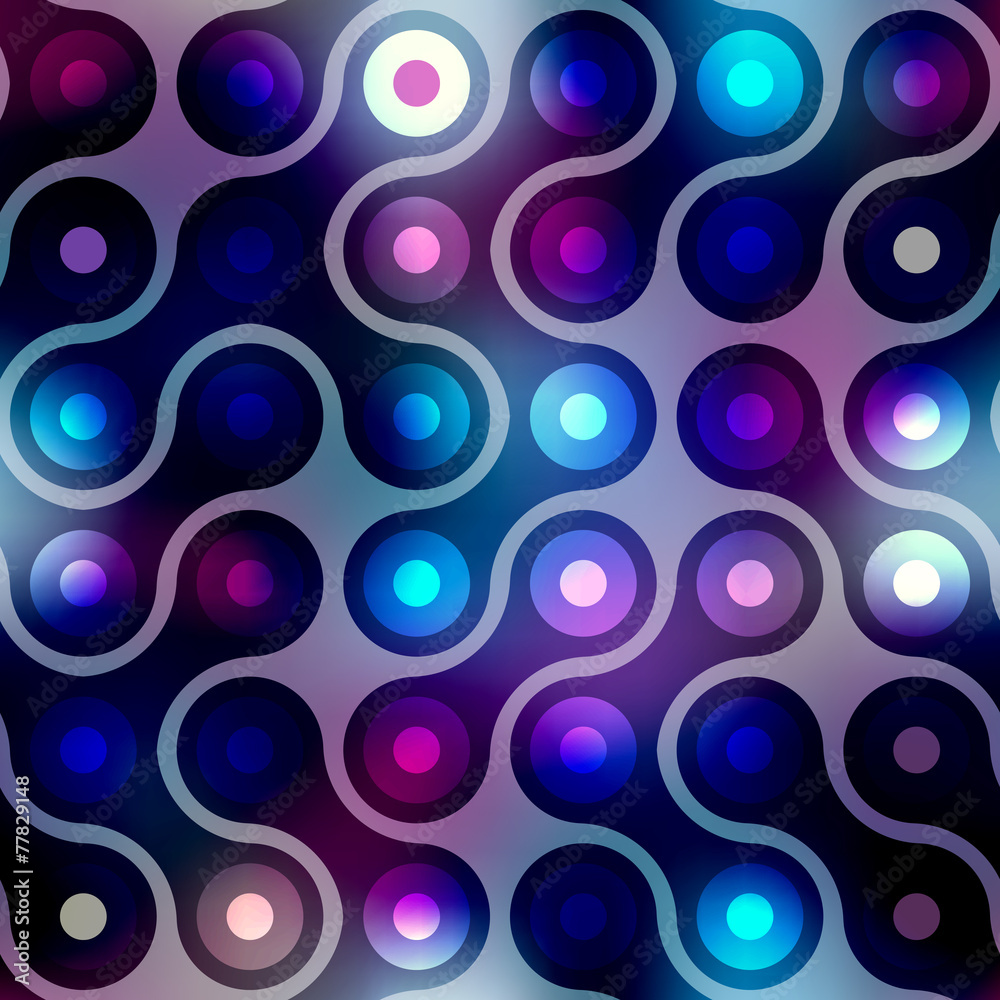 Pattern of connected balls on blurred background.