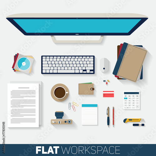 Flat design vector illustration of office workspace