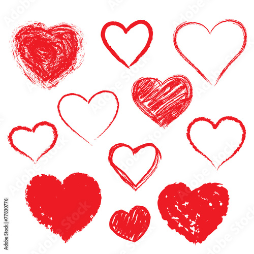 Vector hearts set. Hand drawn.