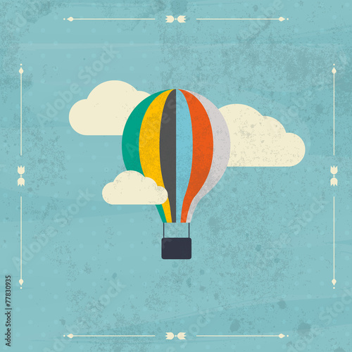 Vintage hot air balloon in the sky vector. illustration. Backgro