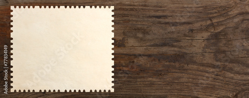 paper stamp post old wooden table background