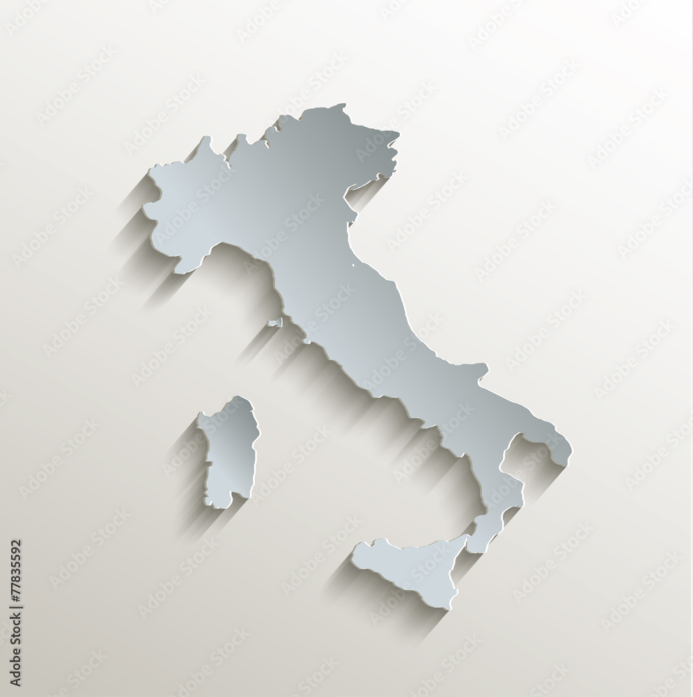 Italy map white blue card paper 3D vector
